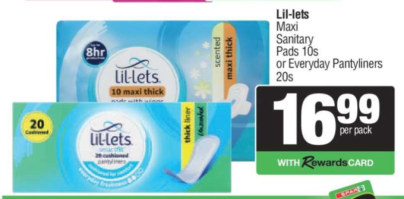 Lil-lets Maxi Sanitary Pads 10s or Everyday Pantyliners 20s