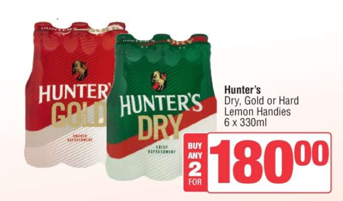 Hunter's Dry, Gold or Hard Lemon Handies