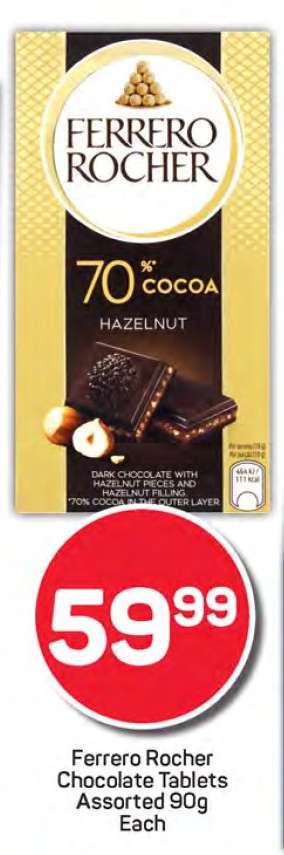 Ferrero Rocher Chocolate Tablets Assorted 90g Each