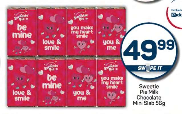 Sweetie Pie Milk Chocolate Mini Slab 56g