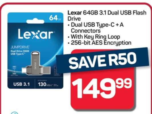Lexar 64GB 3.1 Dual USB Flash Drive
