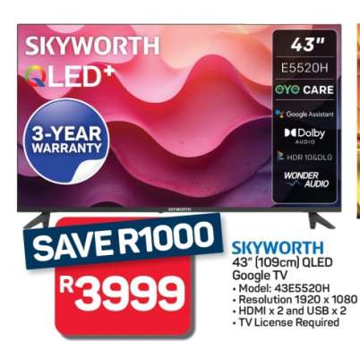 SKYWORTH 43" QLED Google TV