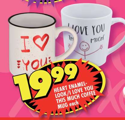 HEART ENAMEL-LOOK/I LOVE YOU THIS MUCH COFFEE MUG each