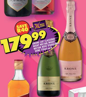 KRONE CAP CLASSIQUE NIGHT NECTAR / NIGHT NECTAR ROSÉ SPARKLING WINE 750ml each