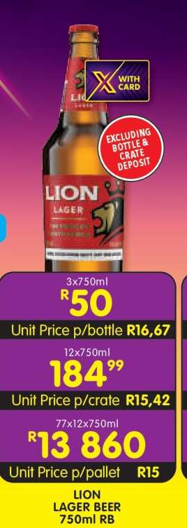 LION LAGER BEER 750ml RB