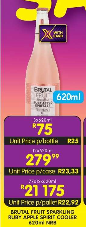 BRUTAL FRUIT SPARKLING RUBY APPLE SPIRIT COOLER 620ml NRB