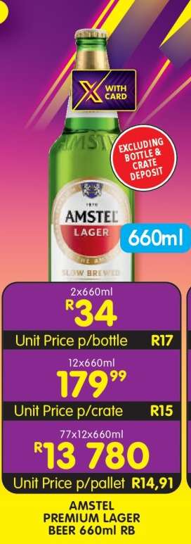 AMSTEL PREMIUM LAGER BEER 660ml RB