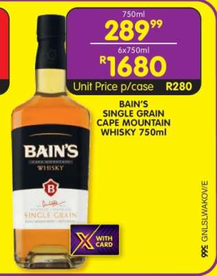 BAIN'S SINGLE GRAIN CAPE MOUNTAIN WHISKY 750ml