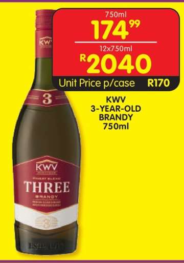 KWV 3-Year Old Brandy 750ml