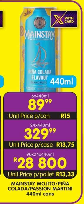 MAINSTAY MOJITO/PIÑA COLADA/PASSION MARTINI 440ml cans