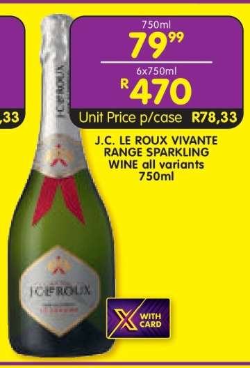 J.C. Le Roux Vivante Range Sparkling Wine all variants 750ml