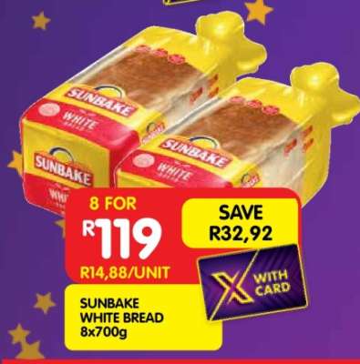 SUNBAKE WHITE BREAD 8x700g