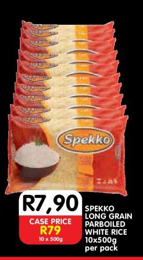 SPEKKO LONG GRAIN PARBOILED WHITE RICE 10x500g per pack