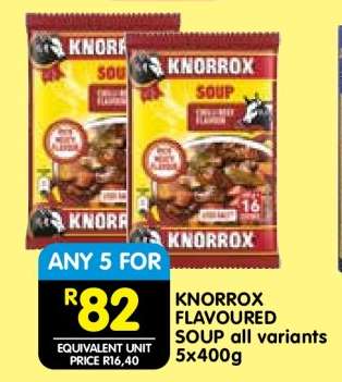 KNORROX FLAVOURED SOUP all variants 5x400g