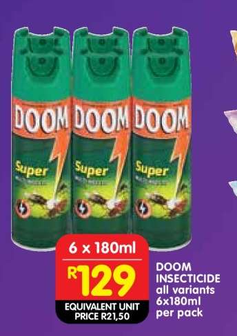 DOOM INSECTICIDE all variants 6x180ml per pack