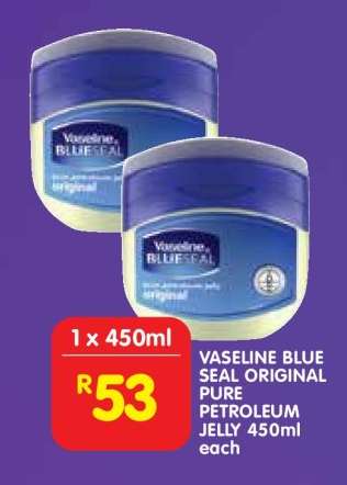 VASELINE BLUE SEAL ORIGINAL PURE PETROLEUM JELLY 450ml