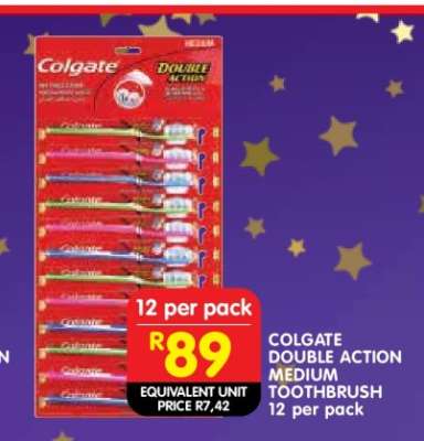 COLGATE DOUBLE ACTION MEDIUM TOOTHBRUSH 12 per pack