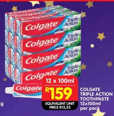 COLGATE TRIPLE ACTION TOOTHPASTE 12x100ml per pack