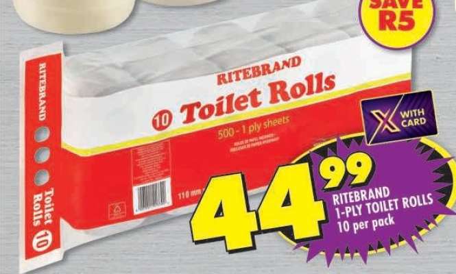 RITEBRAND 1-PLY TOILET ROLLS