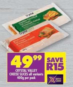 CRYSTAL VALLEY CHEESE SLICES all variants