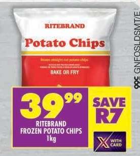 RITEBRAND FROZEN POTATO CHIPS 1kg