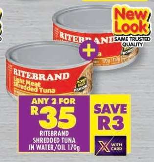 RITEBRAND SHREDDED TUNA IN WATER/OIL 170g