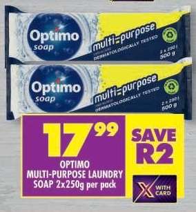 OPTIMO MULTI-PURPOSE LAUNDRY SOAP 2x250g per pack