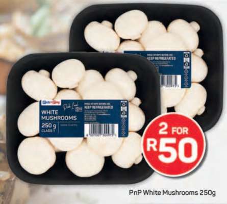 PnP White Mushrooms 250g