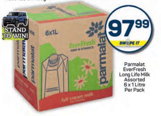 Parmalat EverFresh Long Life Milk Assorted 6 x 1 Litre Per Pack