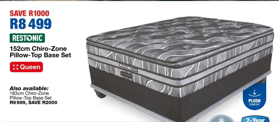 Restonic 152cm Chiro-Zone Pillow-Top Base Set