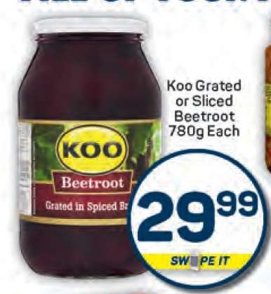 Koo Grated or Sliced Beetroot 780g Each