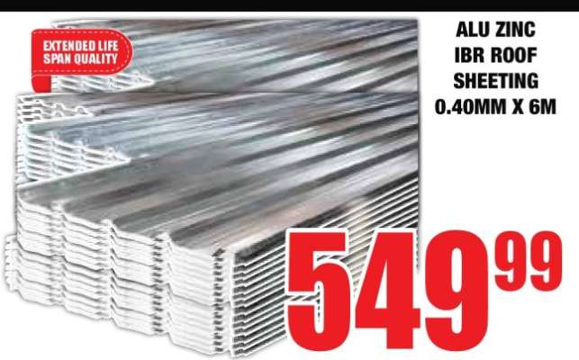 ALU ZINC IBR ROOF SHEETING 0.40MM X 6M