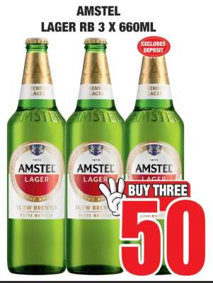 AMSTEL LAGER RB 3 X 660ML