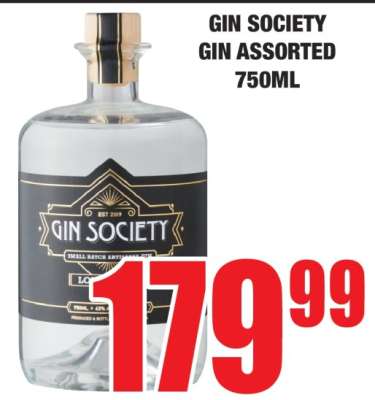 GIN SOCIETY GIN ASSORTED 750ML