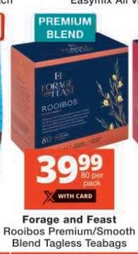 Forage and Feast Rooibos Premium/Smooth Blend Tagless Teabags