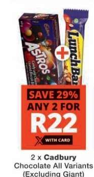 Cadbury Chocolate All Variants (Excluding Giant)