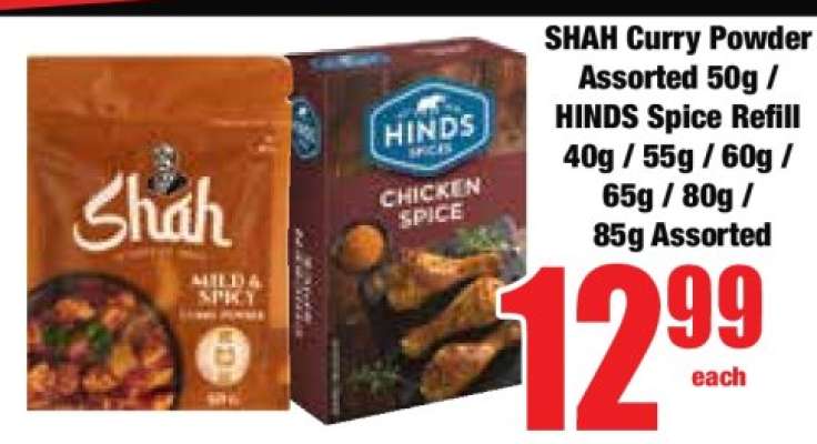 SHAH Curry Powder Assorted 50g / HINDS Spice Refill 40g / 55g / 60g / 65g / 80g / 85g Assorted