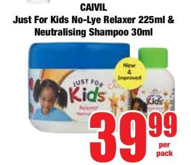 Just For Kids No-Lye Relaxer 225ml & Neutralising Shampoo 30ml