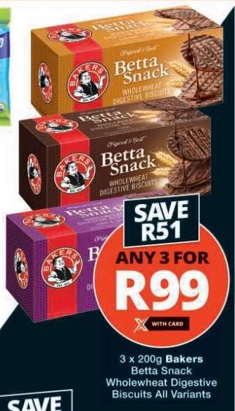 Bakers Betta Snack Wholewheat Digestive Biscuits