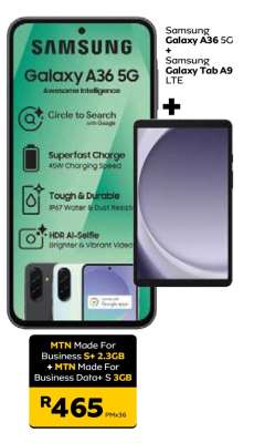 Samsung Galaxy A36 5G + Samsung Galaxy Tab A9 LTE