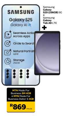 Samsung Galaxy S25 (256GB) 5G + Samsung Galaxy Tab A9 LTE