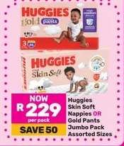 Huggies Skin Soft Nappies OR Gold Pants Jumbo Pack