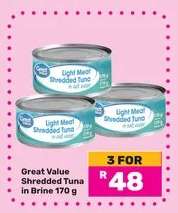 Great Value Shredded Tuna in Brine 170 g