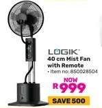 LOGIK 40 cm Mist Fan with Remote