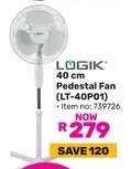 LÖGIK 40 cm Pedestal Fan (LT-40P01)