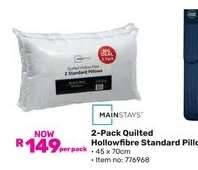 2-Pack Quilted Hollowfibre Standard Pillows