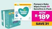 Pampers Baby Wipes Fresh OR Sensitive 6-Pack