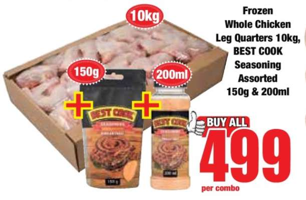 Frozen Whole Chicken Leg Quarters 10kg, BEST COOK Seasoning Assorted 150g & 200ml