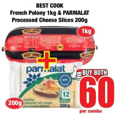 BEST COOK French Polony 1kg & PARMALAT Processed Cheese Slices 200g