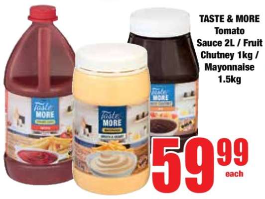 TASTE & MORE Tomato Sauce 2L / Fruit Chutney 1kg / Mayonnaise 1.5kg